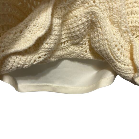 Rachel Zoe Boho Crochet Crop Babydoll‎ Top L Ivory Indie Sleaze Coquette Resort - Picture 8 of 11